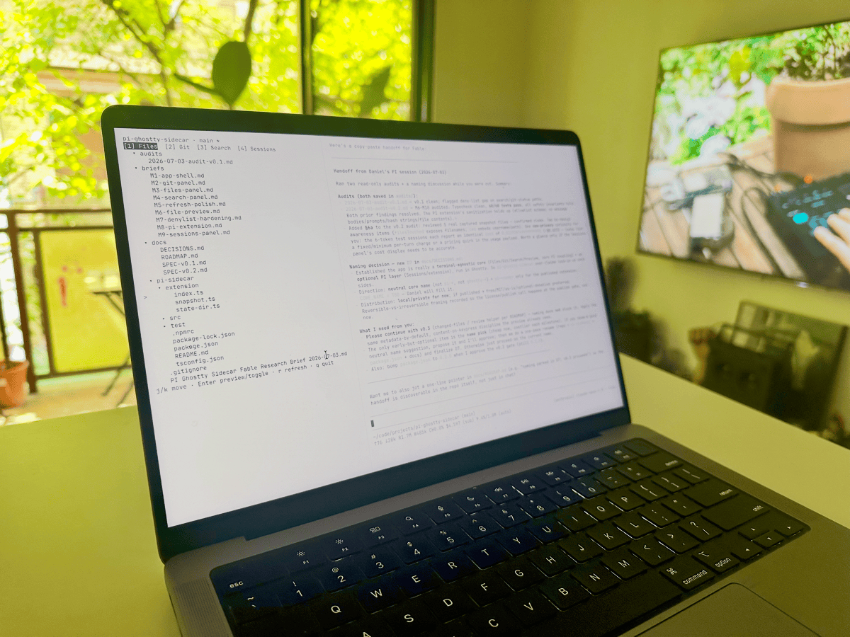 MacBook Pro running PI and Sidelight during development
